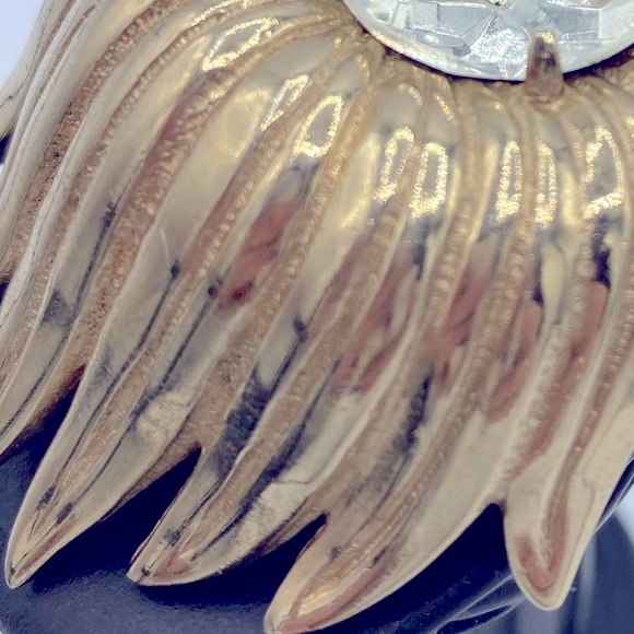 Vintage Large Signed BOBLEY Gold Tone Brooch With Large Clear Rhinestone Center - Picture 7 of 8